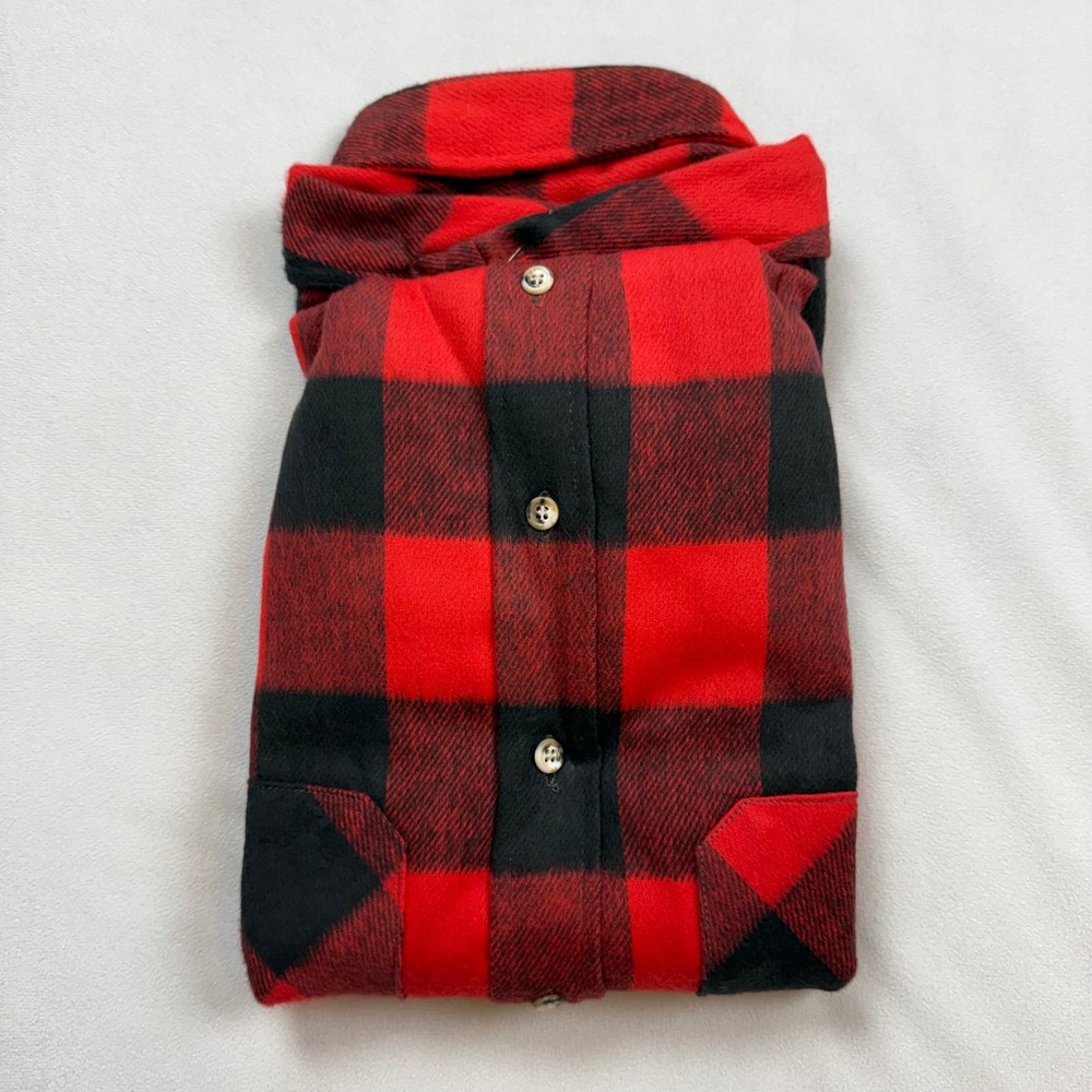 Winston Mens Large Red Black Buffalo Plaid Flannel Shirt Cotton Made in USA - Picture 5 of 6